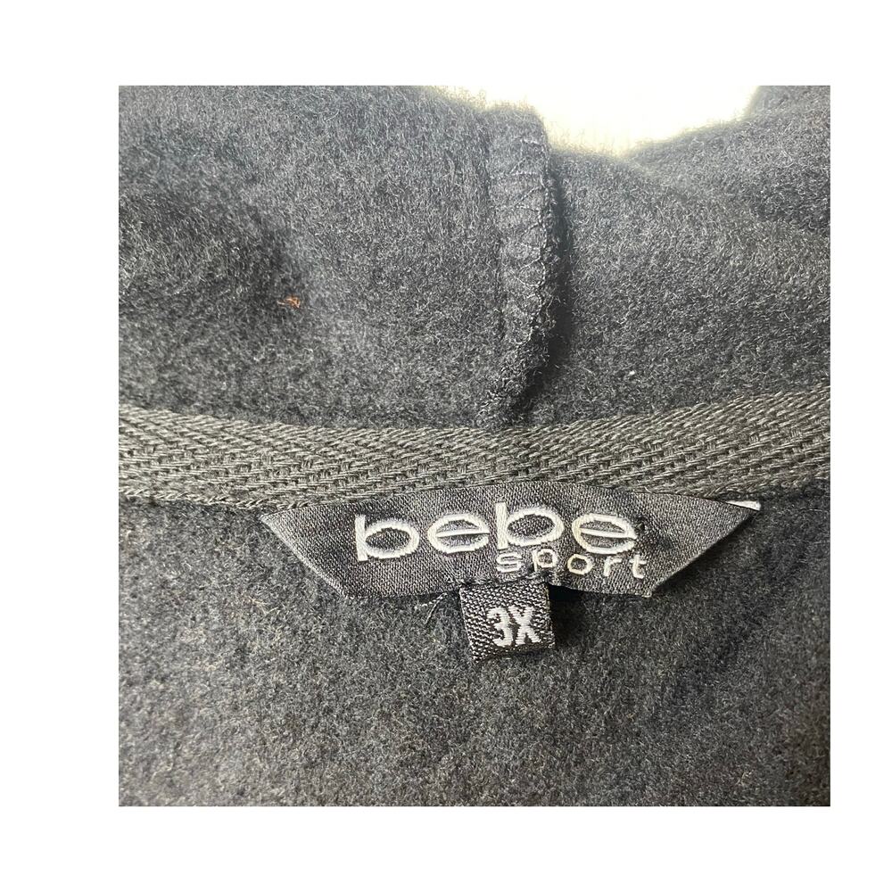 Bebe Sport Silver Sparkle Logo Black Pullover Hoodie Women's Size 3X NWT - Picture 3 of 9